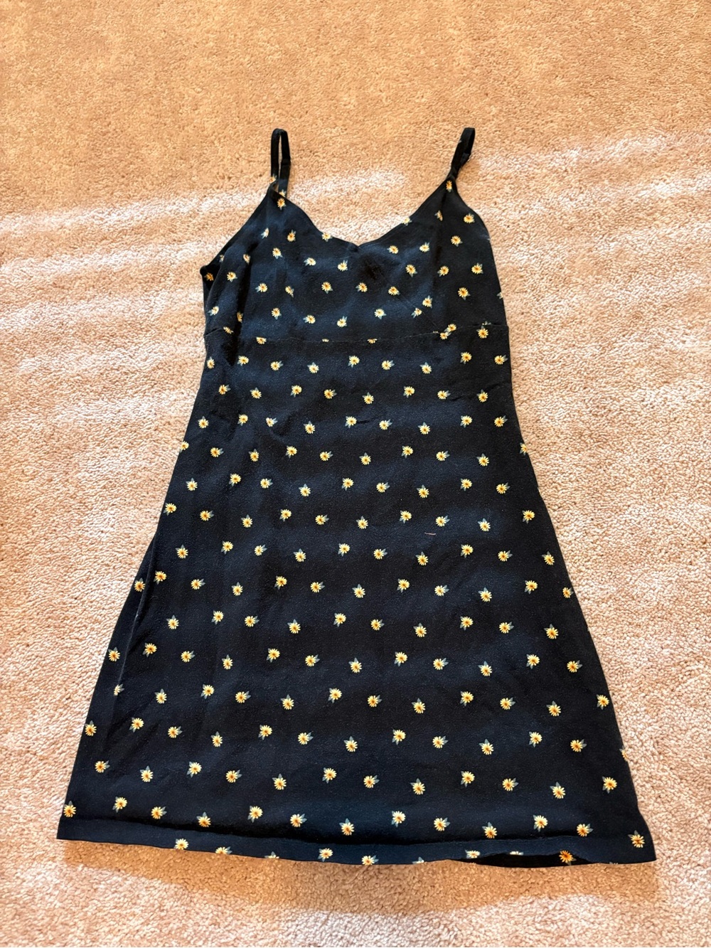Hollister Black Mini Slip Dress with Yellow Sunflower Print